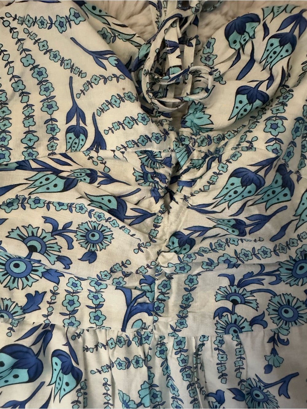 Cupshe White and Blue Floral Strapless Jumpsuit - Picture 6 of 12